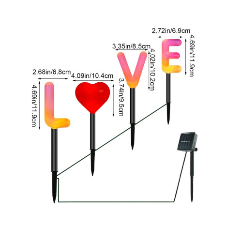 Set van 4 solar lampjes voor Valentijnsdag 2