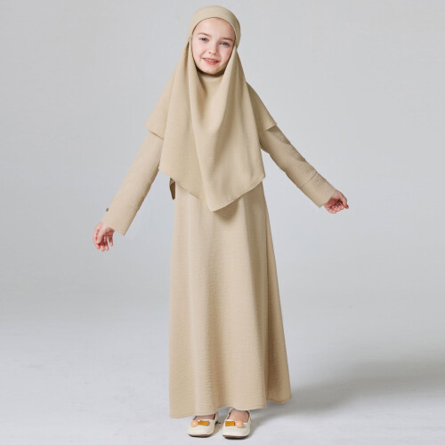 Jentekjole Boho Abaya Langermet Avslappet 4-5 år 1