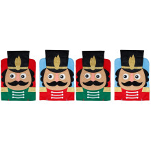 Juego de 4 fundas de fieltro para sillas con diseño de Cascanueces navideño.