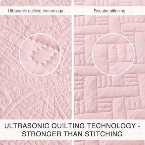Cal King dekbedset 3-delig roze met muntpatroon polyester 2