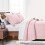 Cal King dekbedset 3-delig roze met muntpatroon polyester 4