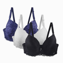 Set van 3 ultrazachte, effen kanten bh's voor dames, volledig bedekkende minimizer-bh's met beugel, comfortabele liftende bh voor dagelijks gebruik,