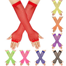 Losse vingerloze visnet handschoenen voor dames, armmouwen van visnetstof, mesh, emo, gothic, punk, jaren 80 scene accessoires