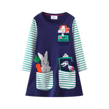 Robe tendance pour jeunes filles, robe en coton à manches longues, tenue d'extérieur, collection printemps, tailles 2 à 7 ans