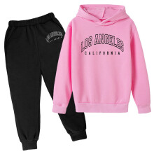 Ediodpoh Kids Hoodie Pullover Set, Autumn/Winter Casual Outfit with Letter Print, Pink, 7-8 Years, Compatible with Ediodpoh