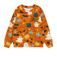 Παιδικό Unisex Φούτερ με Στάμπα Halloween με Μακρυμάνικο Τοπ και Στριφτό Λαιμόκοψη για