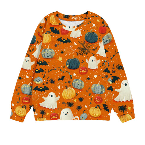 Παιδικό Unisex Φούτερ με Στάμπα Halloween με Μακρυμάνικο Τοπ και Στριφτό Λαιμόκοψη για