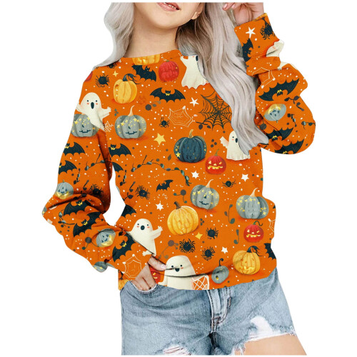 Παιδικό Unisex Φούτερ με Στάμπα Halloween με Μακρυμάνικο Τοπ και Στριφτό Λαιμόκοψη για 2