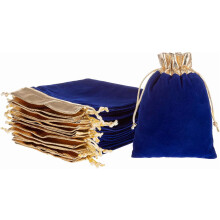 Pochettes en velours à cordon avec bordure dorée – Lot de 30
