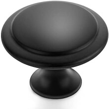 Lot de 20 boutons de porte de placard de cuisine noir mat, poignées de tiroir rondes de 3,2 cm (1-1/4 po), en acier inoxydable noir mat,