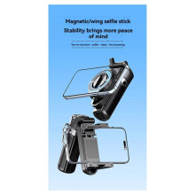 Smartphone Tripod Selfie Stick for Cellphones Magnetic Hand Grip Handle Bracket Stand for Vlog Live Broadcast