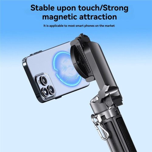 Trépied pour Smartphone avec Perche à Selfie, Poignée Magnétique, Support pour Vlogs et Diffusions en Direct 2