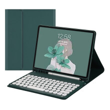 Näppäimistökotelo iPad9th/8th/7th (10.2") -yhteensopivaan näppäimistöön – irrotettava langaton Bluetooth-nappikuuloke, söpöt pyöreät