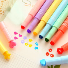 6er-Pack niedliche Stempel-Textmarker in Bonbonfarben, kreative Markierungsstifte, Schreibwaren