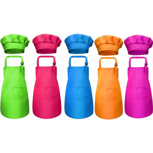 Set da 10 pezzi composto da cappello e grembiule da chef per bambini