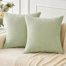 2 housses de coussin en chenille vert clair de 18 x 18 pouces