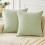 2 housses de coussin en chenille vert clair de 18 x 18 pouces 1