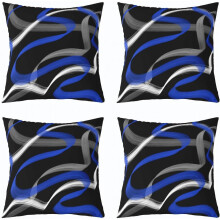 Set di 4 federe reversibili blu, grigie e nere da 40x40 cm (16x16 pollici).