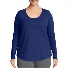 Camisetas casuales para mujer, color liso, cuello redondo, manga larga, estilo oversize, tallas S-5XL