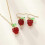 Raspberry Charm Necklace and Earrings Set Alloy Fruit 7