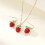 Raspberry Charm Necklace and Earrings Set Alloy Fruit 6