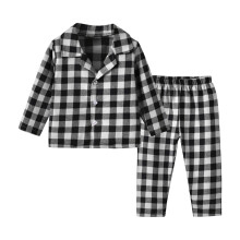 Winterpyjama voor kinderen: casual fleece pyjama met ruitjespatroon, warme pyjama met lange mouwen, geschikt voor jongens en meisjes van 3 maanden