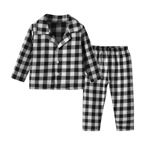 Χειμερινές πιτζάμες για παιδιά, casual, καρό, φλις πιτζάμες, ζεστές, με μακριά
