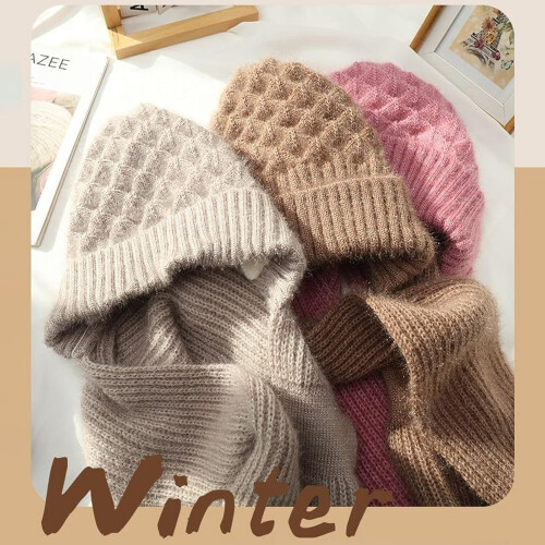 Cachecol de inverno versátil em tricô com capuz integrado, à prova de vento. 1