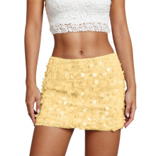 Glitzernder Minirock für Damen, Karnevals-Pailletten-Glitzer-Bodycon-Minirock mit reflektierendem Metallic-Glanz, perfekt für Partys und Clubbesuche