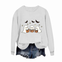 Női halloweeni kapucnis pulóver Ghost Eyes grafikával Beige8Colors