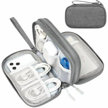 Custodia organizer per cavi da viaggio impermeabile, colore grigio scuro.