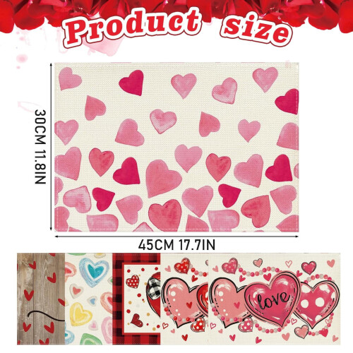 Love Heart Bead Placemats Red Spring Holiday Table Mats 4 2