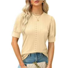 Blusen für Damen: Elegante und legere Damenblusen und -tops, modische Damenblusen und -tops mit V-Ausschnitt, Cut-Outs und kurzen Ärmeln, himmelblau