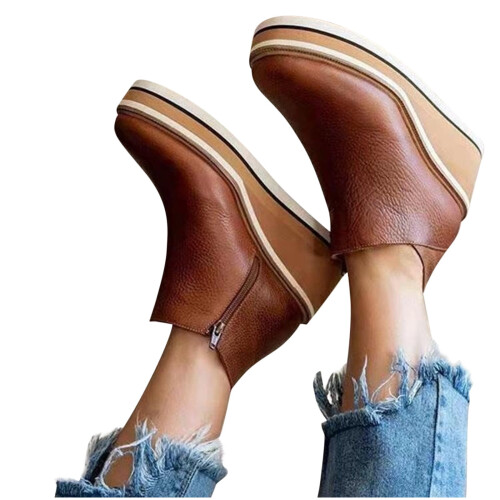 Γυναικεία slip-on ψηλοτάκουνα sneakers με κρυφό τακούνι και πλατφόρμα, μποτάκια μέχρι 1