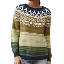 Dame Fair Isle strikket sweater med lange ærmer og bådhals