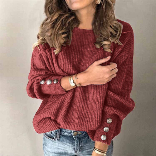 Damen-Pullover, Langarm, einfarbig, Muster, XXXL 1