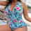 Γυναικείο σετ Tankini με φλοράλ print, push-up 2 τεμαχίων, για μεγάλα μεγέθη 4