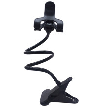 Gooseneck Cell Phone Holder Universal Mobile Phone Clip Stand Cell Phone Clip Holder Rotate Freely Lazy Bracket Black