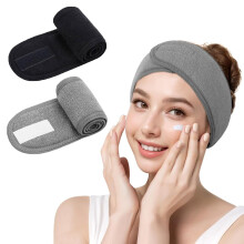 Bandeau de lavage du visage en tissu éponge ajustable (lot de 2 ou 3)