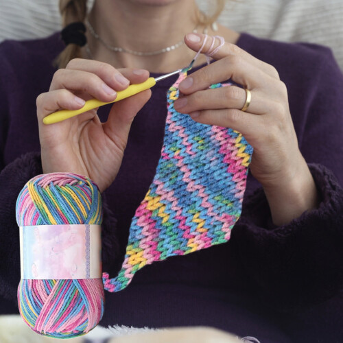 Νήμα από μαλλί γάλακτος Tie-Dye (130m), Χοντρό, μαλακό μείγμα βαμβακιού για κουβέρτες, 1