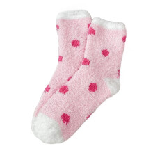 Pink fuzzy winter socks for women with heart design 1 pair