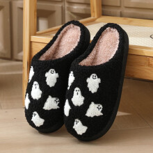 Pantoufles douillettes en peluche sur le thème de Noël et d'Halloween pour hommes et femmes, plusieurs modèles festifs, pantoufles confortables