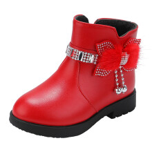Børnesko Tykke Hæl Korte Støvler Varme Læderstøvler Baby Sløjfe Søde Bomuldssko Varme Støvler Sko Piger Størrelse 6 Støvle Småbørn Pige