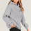 Damen Herbstoberteile, Langarm-Kapuzenpullover, einfarbig, locker geschnitten, lässig, Basic-Hoodie, Grau 4