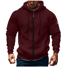 Sweat à capuche homme uni, poche zippée, cordon de serrage, manches longues, style cardigan décontracté, tailles S à 3XL