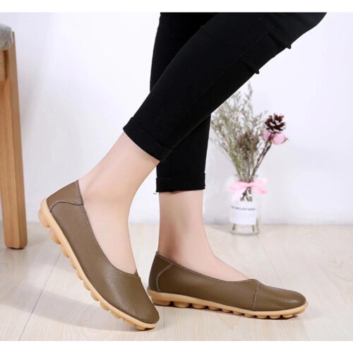 Γυναικεία Δερμάτινα Παπούτσια Loafers Μονόχρωμα Slip-on Flat Παπούτσια Άνετα Casual Φλατ για 2