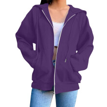 Bluza damska rozpinana z kapturem, długi rękaw, jesienna, oversize'owa, polarowa, z kieszeniami, rozmiary S-3XL