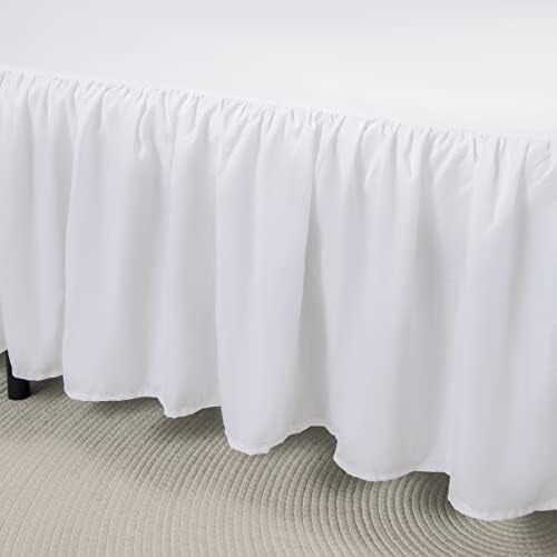 White Queen Bed Skirt with 14" Drop and Platform 2