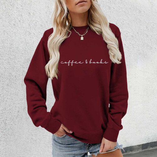Damen-Sweatshirt mit Kaffeemotiv, Übergröße, Rundhalsausschnitt 1
