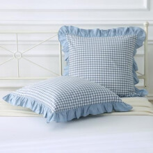 Housses de coussin à volants à carreaux bleu marine et blanc 50 x 50 cm